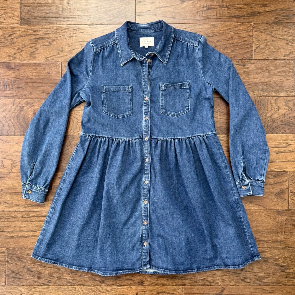 EUC Sezane Leana Dark Blue Denim Mini Dress